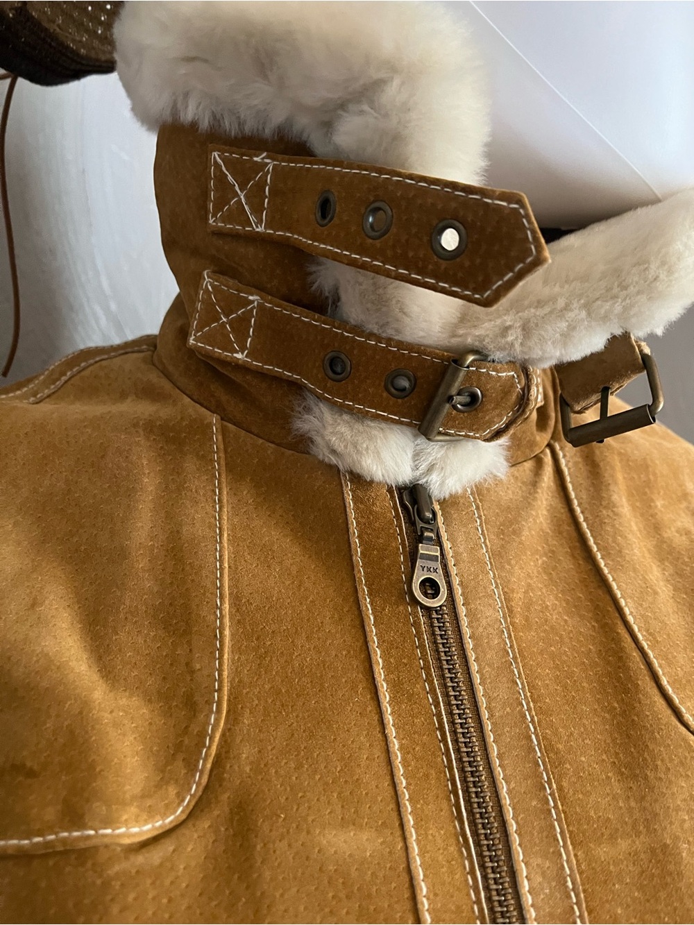 Wilsons Leather Tan Suede Shearling-Lined Jacket - Picture 2 of 8